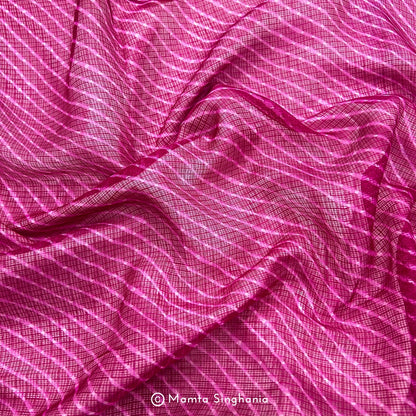 Magenta Pink Leheriya Printed Kota Doria Fabric