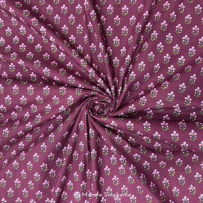 Maroon Floral Printed Cotton Fabric