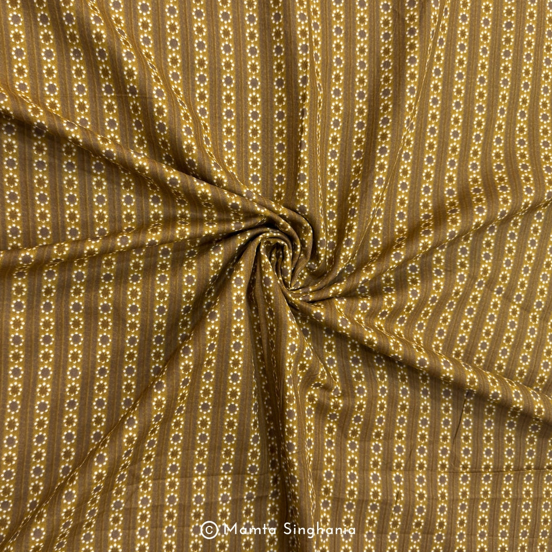 Mustard Abstract Printed Cotton Fabric