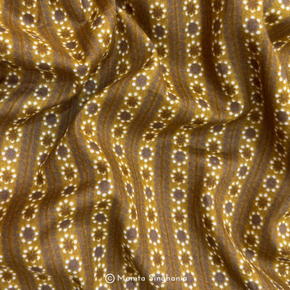 Mustard Abstract Printed Cotton Fabric