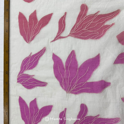 Shaded Floral Applique Mul Chanderi Fabric