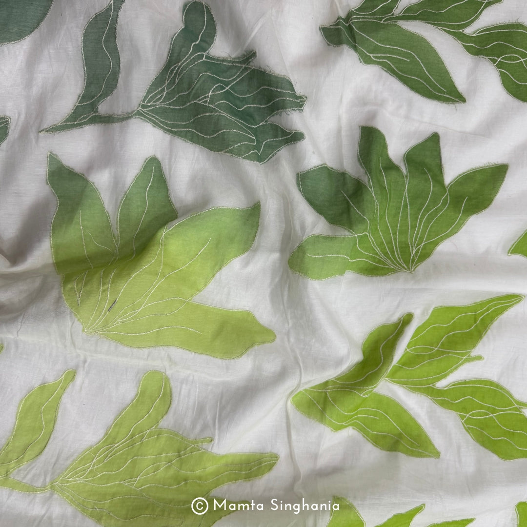 Shaded Floral Applique Mul Chanderi Fabric