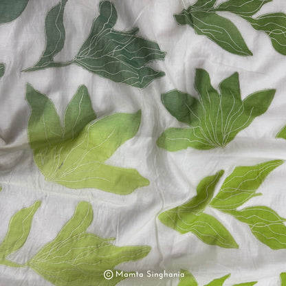 Shaded Floral Applique Mul Chanderi Fabric