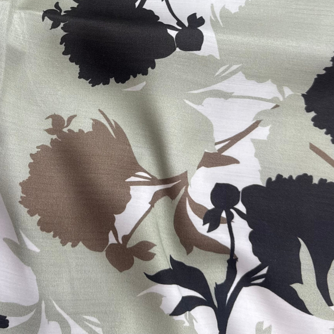 Pista Green Floral Printed Modal Satin Fabric