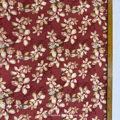 Rust Floral Printed Cotton Fabric