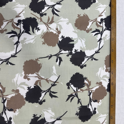 Pista Green Floral Printed Modal Satin Fabric