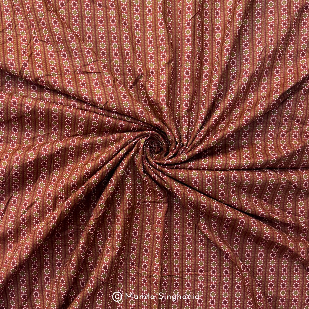 Rust Abstract Printed Cotton Fabric