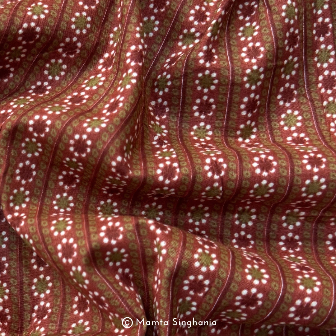 Rust Abstract Printed Cotton Fabric