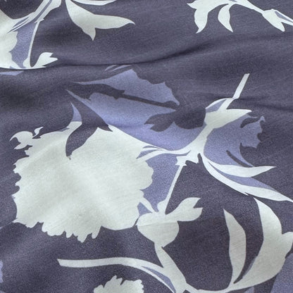Lavender Blue Floral Printed Modal Satin Fabric