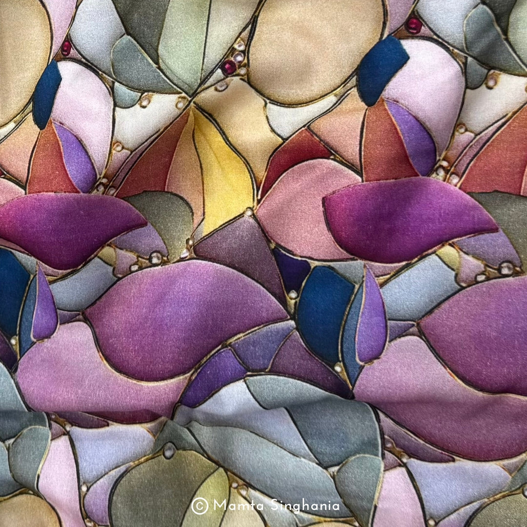 Abstract Printed Malai Cotton Fabric