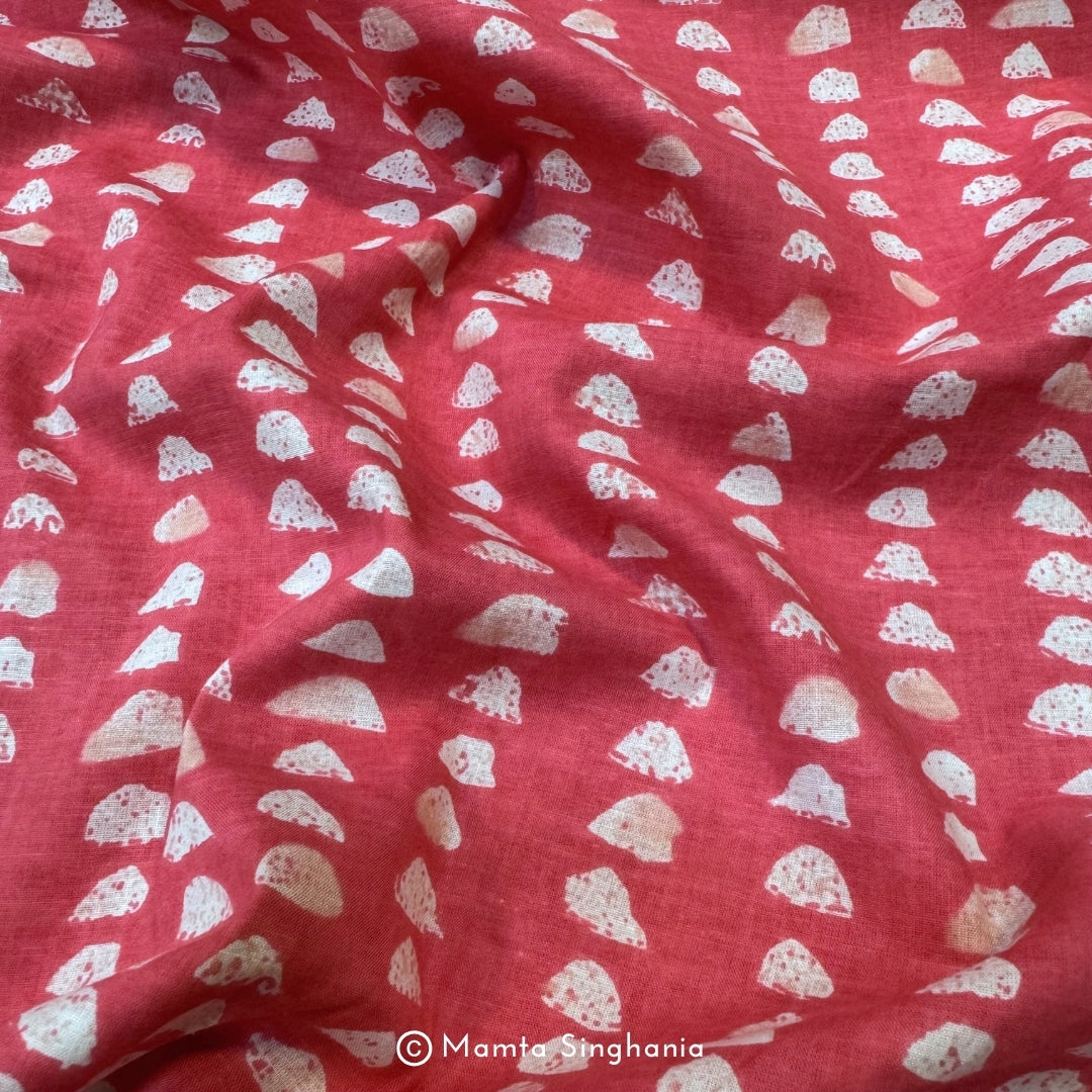 Pink Abstract Printed Cotton Fabric