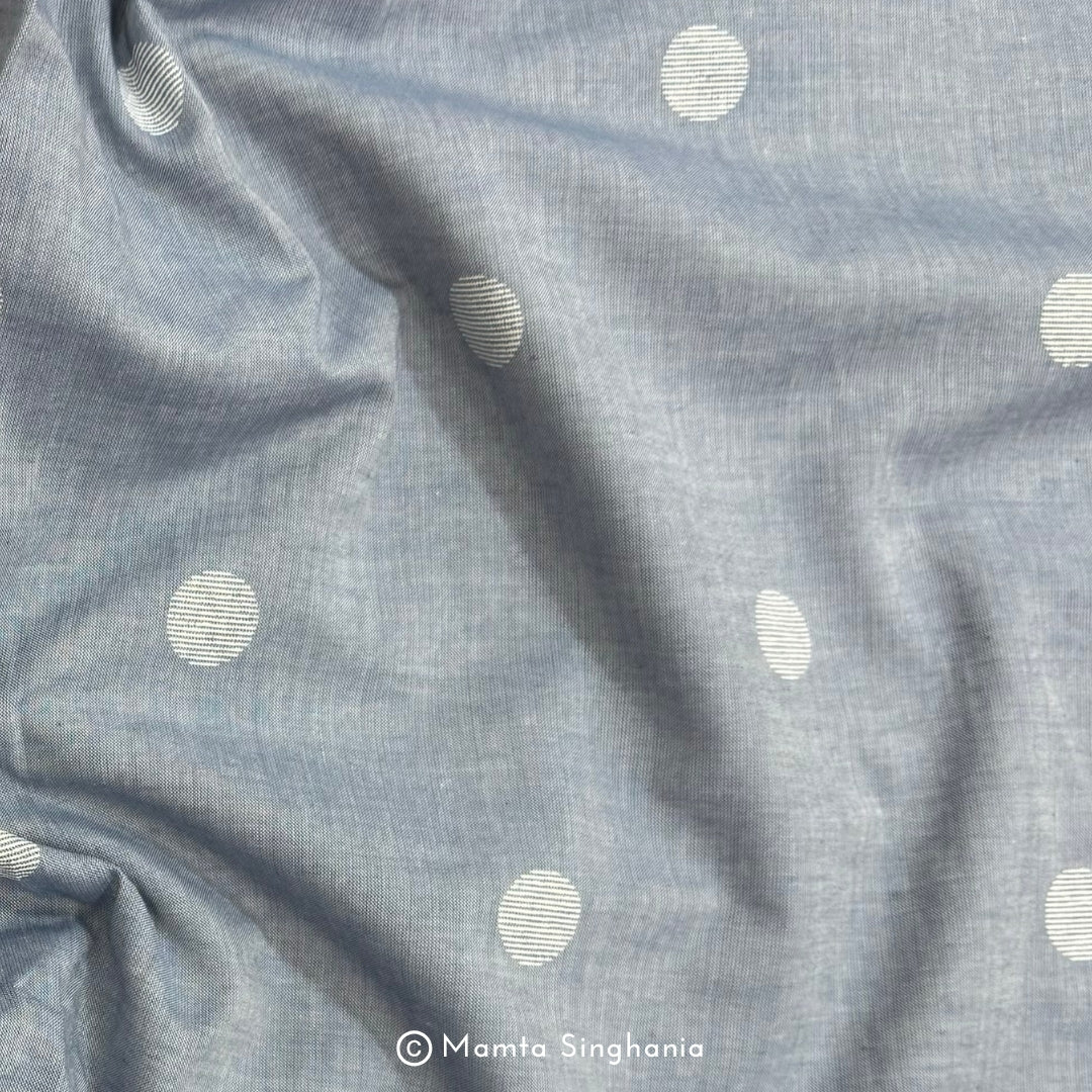 Blue Printed Cotton Denim Fabric