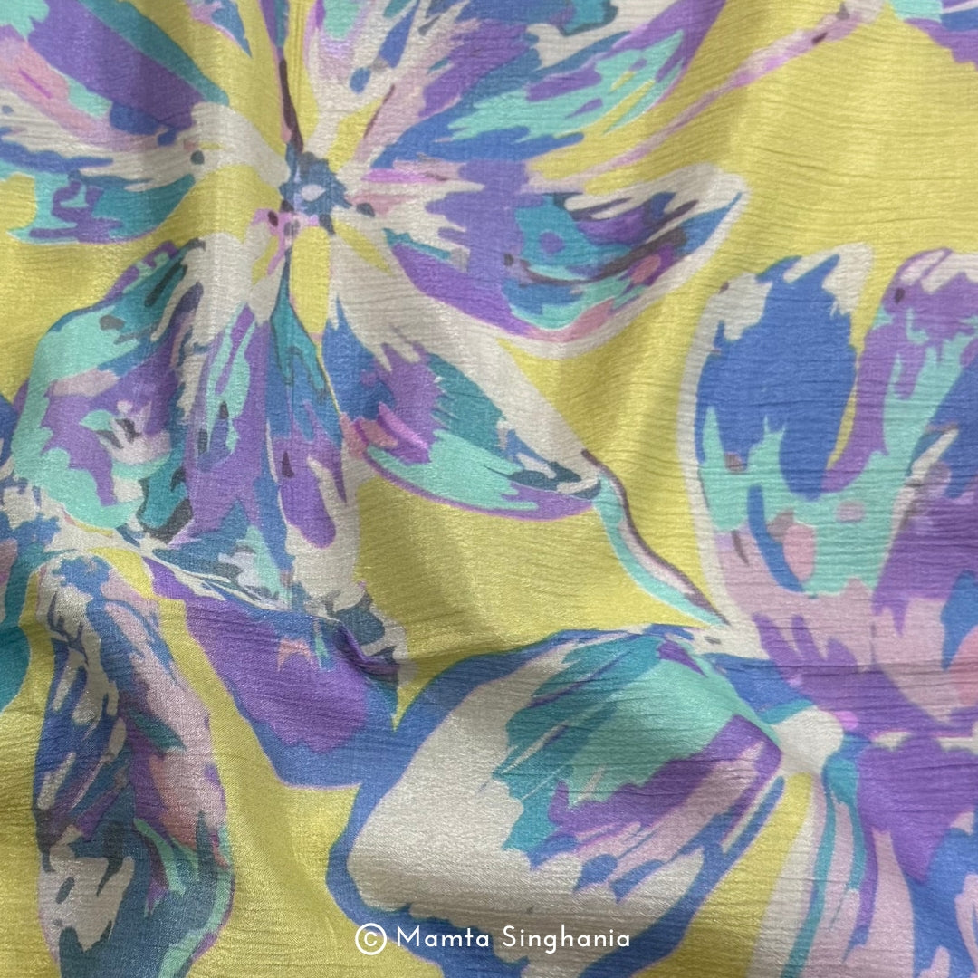 Floral Printed Crush Chiffon Fabric