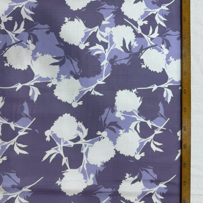 Lavender Blue Floral Printed Modal Satin Fabric