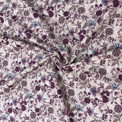 Purple Floral Printed Cotton Fabric