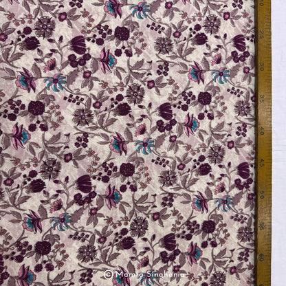 Purple Floral Printed Cotton Fabric
