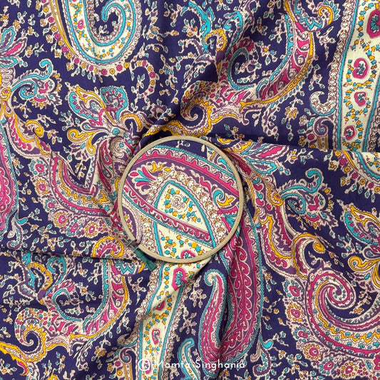 Purple Paisley Printed Cotton Fabric