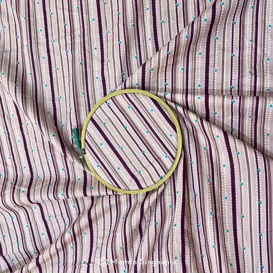 Purple Stripe Printed Cotton Fabric