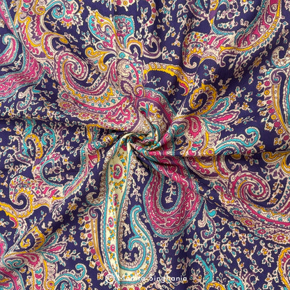 Purple Paisley Printed Cotton Fabric