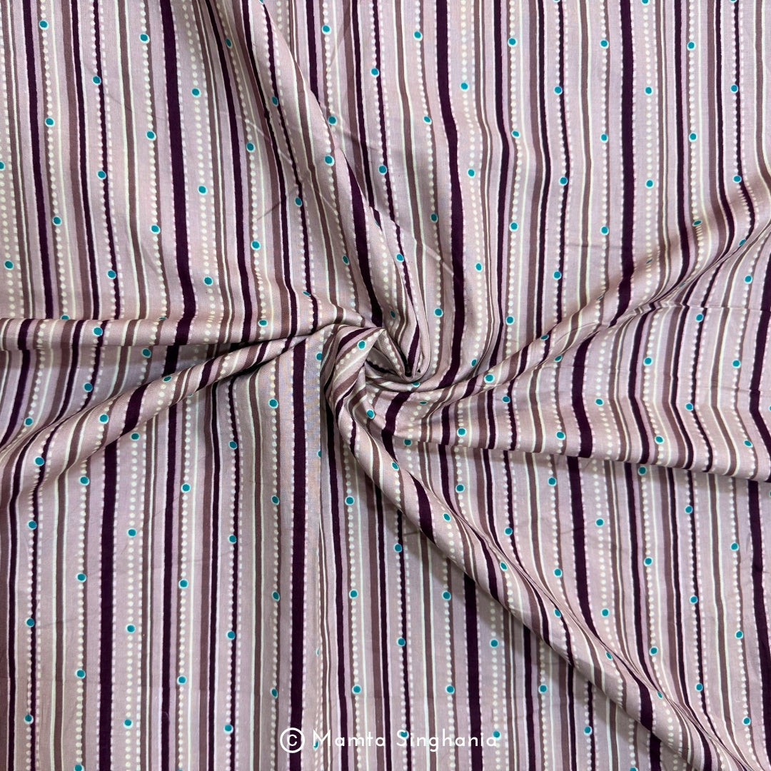 Purple Stripe Printed Cotton Fabric