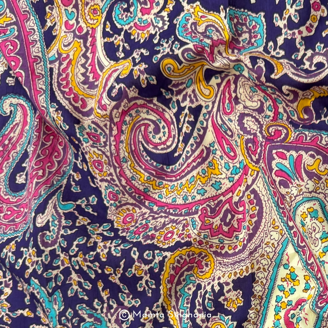 Purple Paisley Printed Cotton Fabric