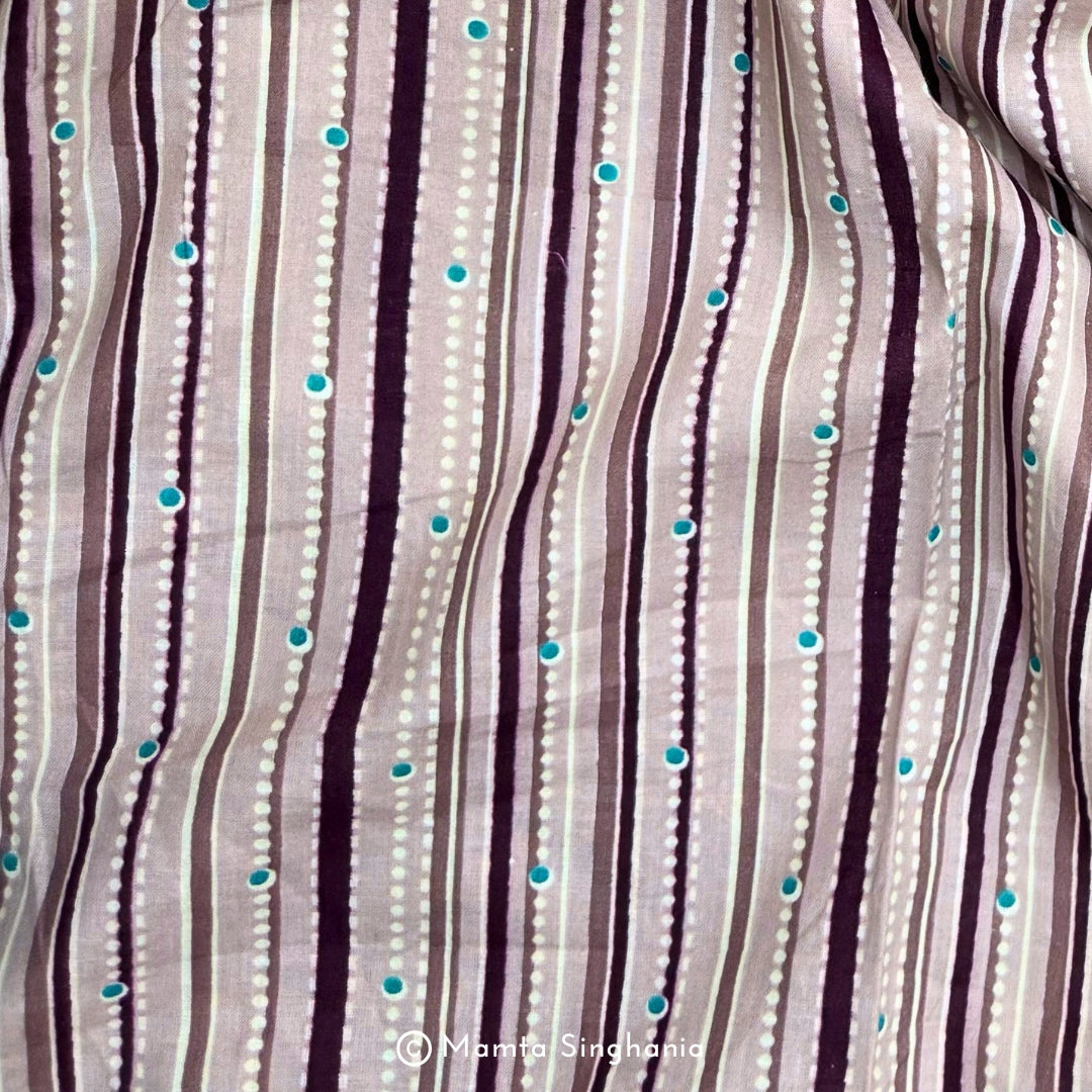 Purple Stripe Printed Cotton Fabric