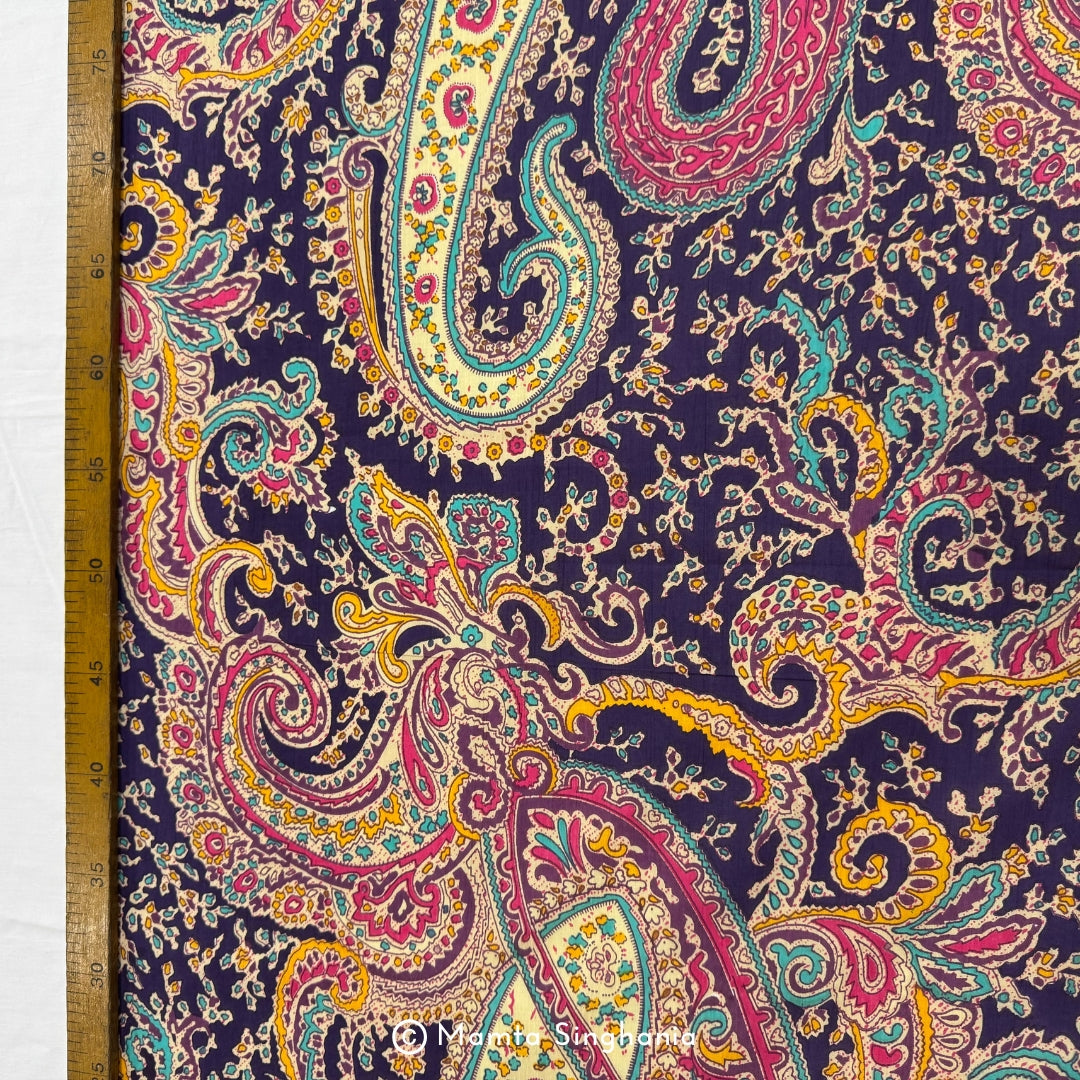 Purple Paisley Printed Cotton Fabric