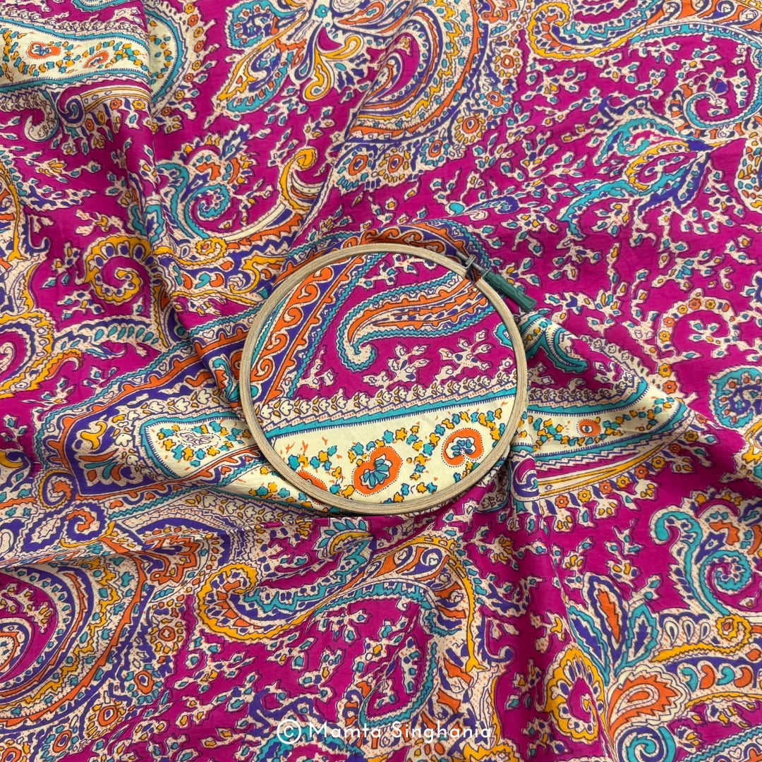 Pink Paisley Printed Cotton Fabric