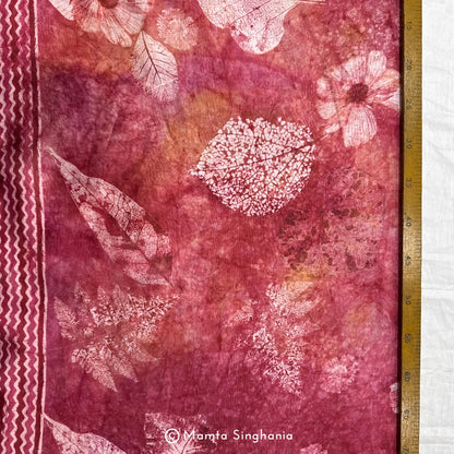 Red Floral Digital Printed Mul Chanderi Fabric