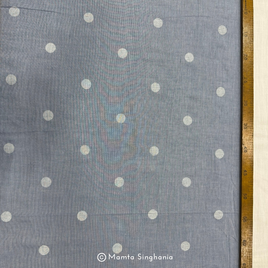 Blue Printed Cotton Denim Fabric