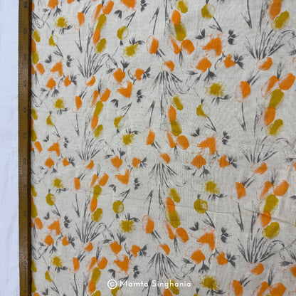 Yellow Floral Handloom Cotton Fabric