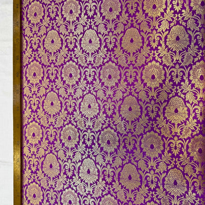 Purple Banarasi Brocade Katan Silk Fabric