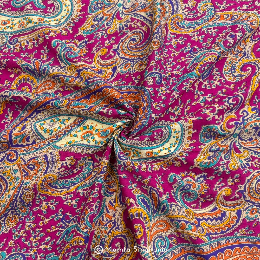 Pink Paisley Printed Cotton Fabric