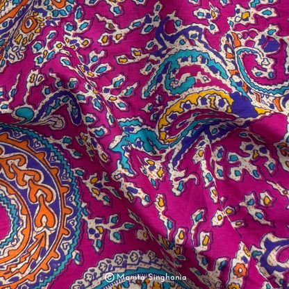 Pink Paisley Printed Cotton Fabric