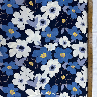 Blue Floral Printed Cotton Fabric