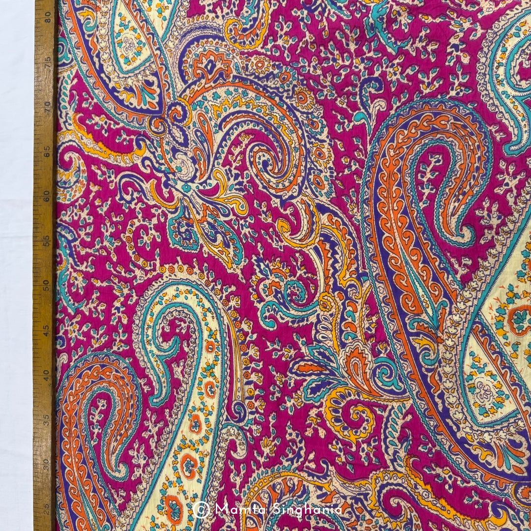 Pink Paisley Printed Cotton Fabric