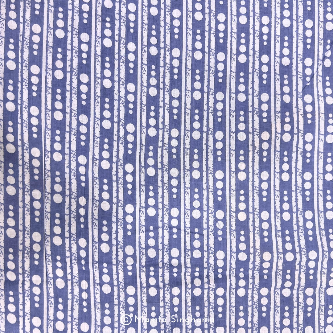 Blue Stripe Printed Cotton Fabric