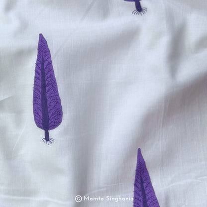 White Leaf Printed Cotton Fabric
