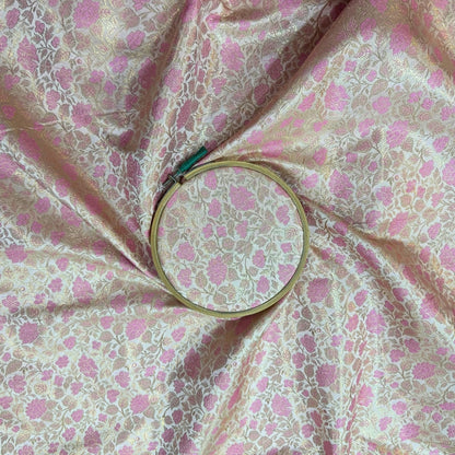 Pink Banarasi Brocade Katan Silk Fabric