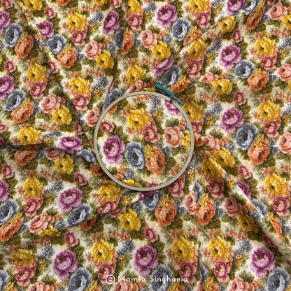 Floral Printed Malai Cotton Fabric