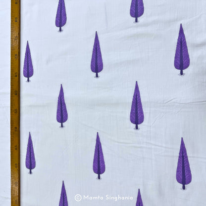 White Leaf Printed Cotton Fabric