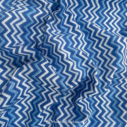 Blue Chevron Printed Cotton Fabric