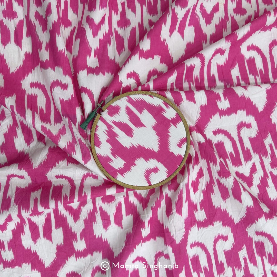 Pink Abstract Printed Cotton Fabric
