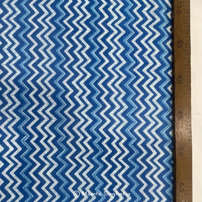 Blue Chevron Printed Cotton Fabric