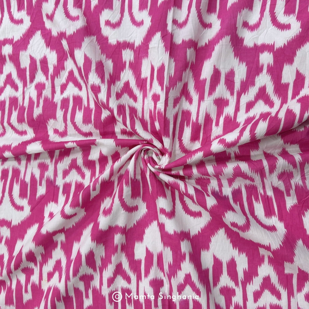 Pink Abstract Printed Cotton Fabric