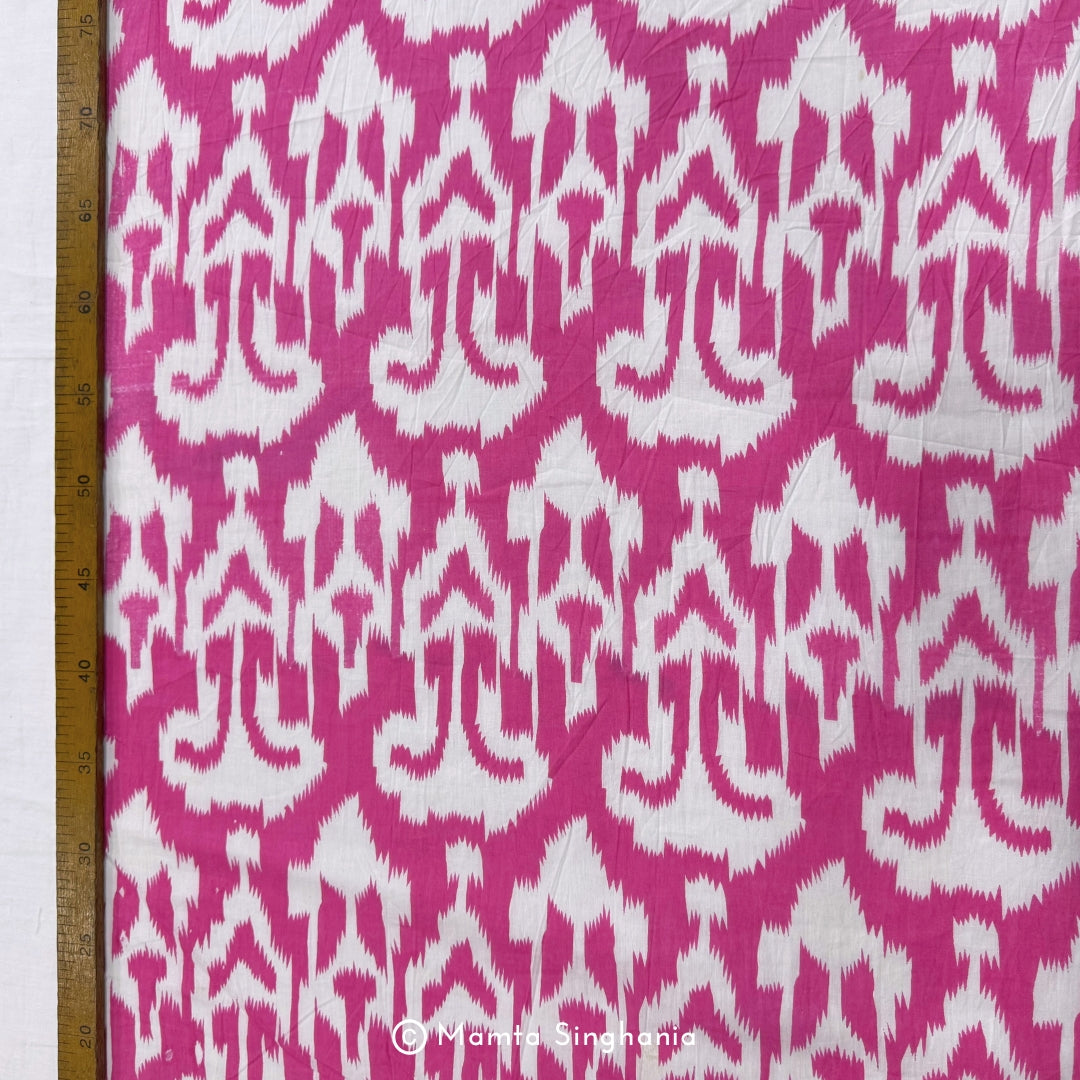 Pink Abstract Printed Cotton Fabric