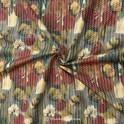 Abstract Floral Printed Self Weave Cotton Fabric