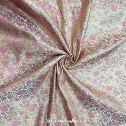 Pink Banarasi Brocade Katan Silk Fabric
