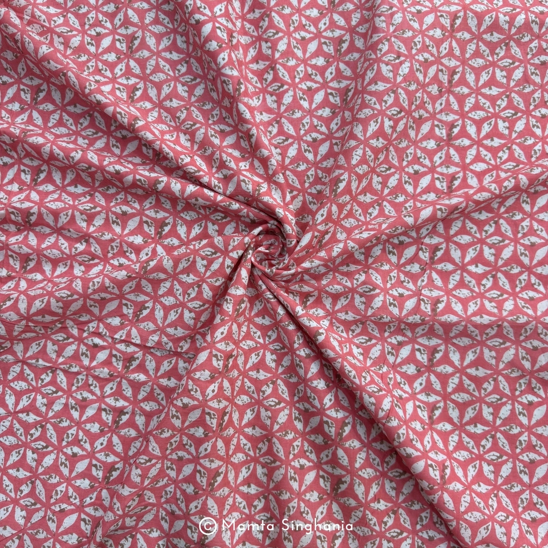 Pink Floral Printed Cotton Fabric