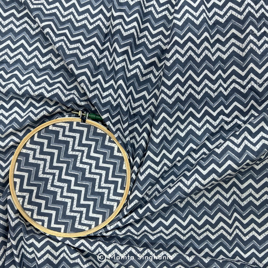 Grey Chevron Printed Cotton Fabric